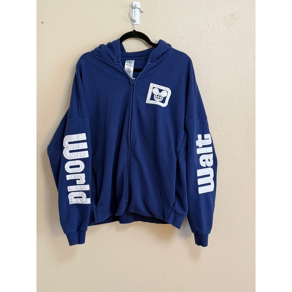Disney Parks Walt Disney World Full Zip Hoodie Blue Puff Print Large Men Women